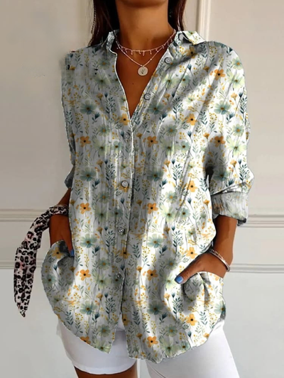 Charming Floral Print Button-Up Cardigan