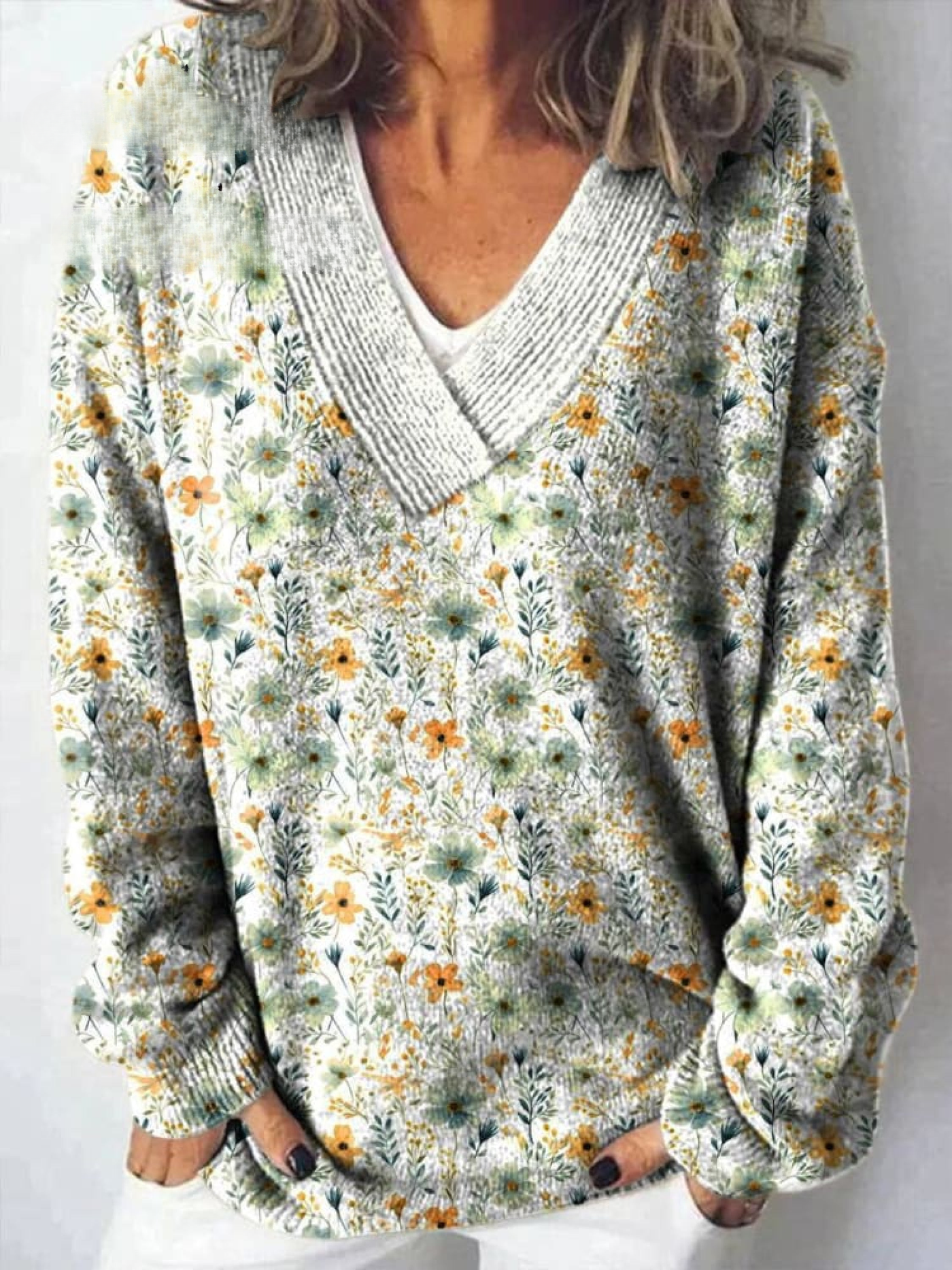 Charming Floral Print Button-Up Cardigan