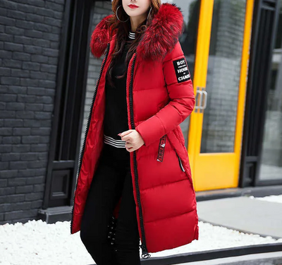 Feya - Long Coat with Fur Collar