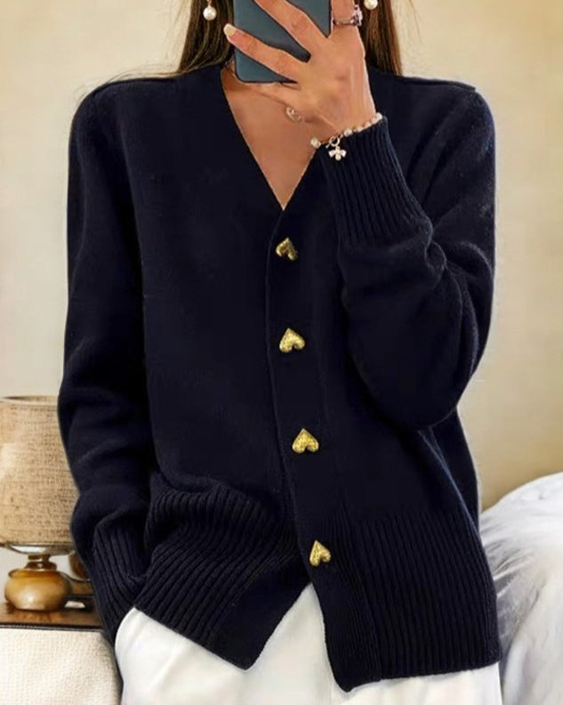Adele - Cozy Heart Button Cardigan