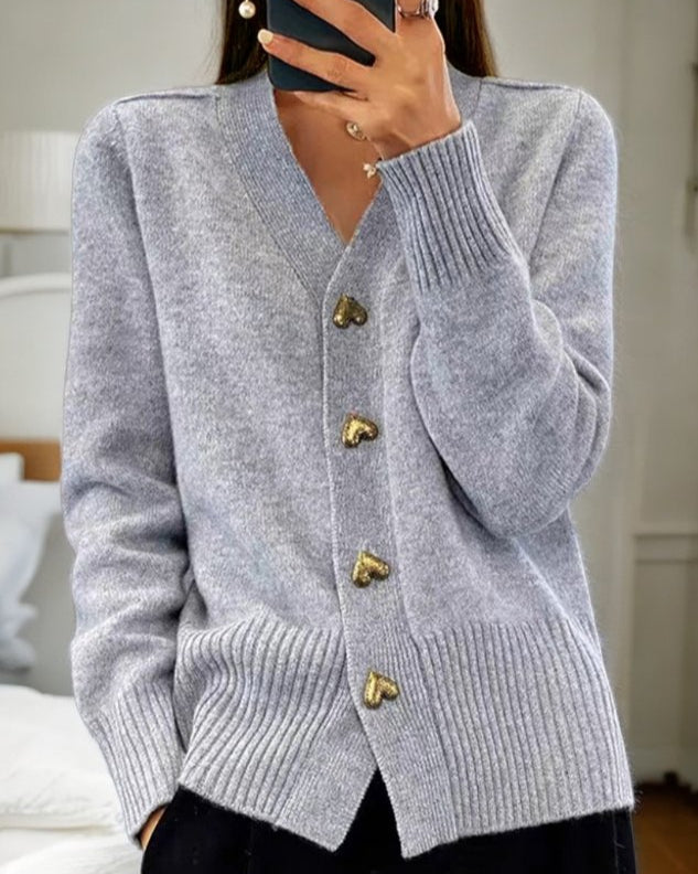 Adele - Cozy Heart Button Cardigan