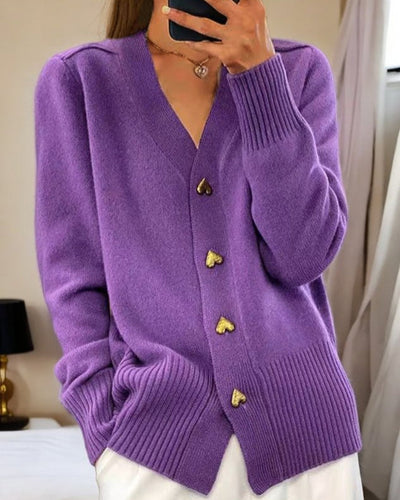 Adele - Cozy Heart Button Cardigan